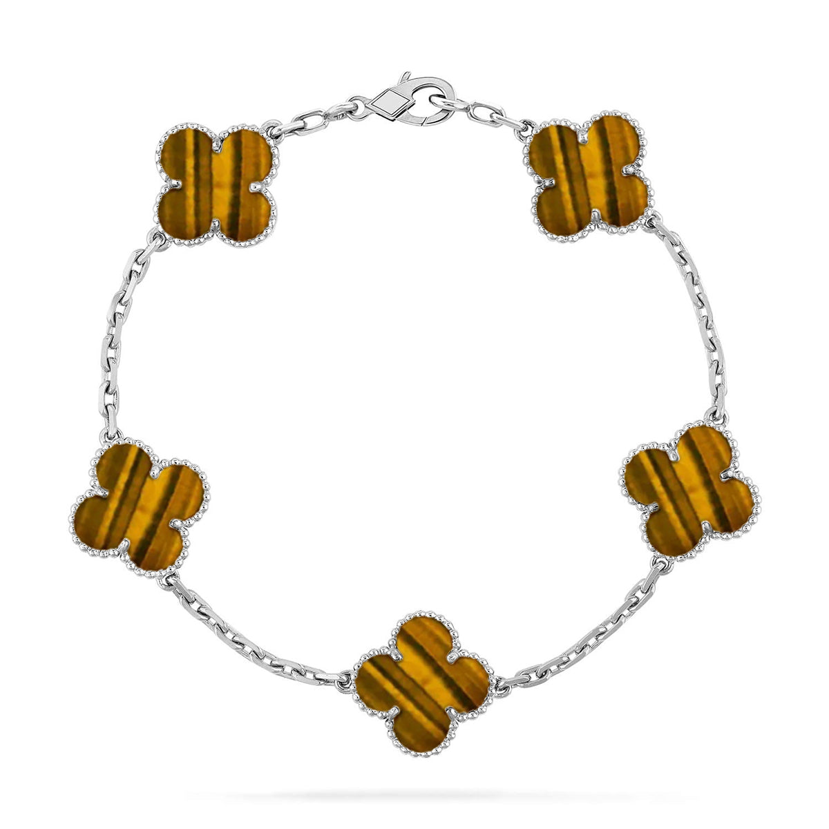 [GALE] CLOVER 5 MOTIFS TIGER EYE BRACELET COLLECTION