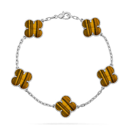 [GALE] CLOVER 5 MOTIFS TIGER EYE BRACELET COLLECTION