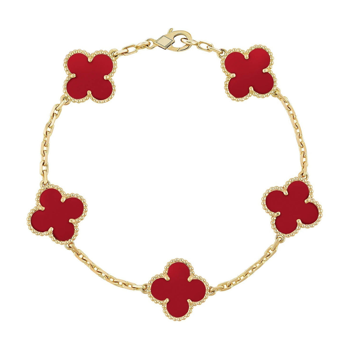 [GALE] CLOVER 5 MOTIF RED CORNELIAN BRACELET COLLECTION