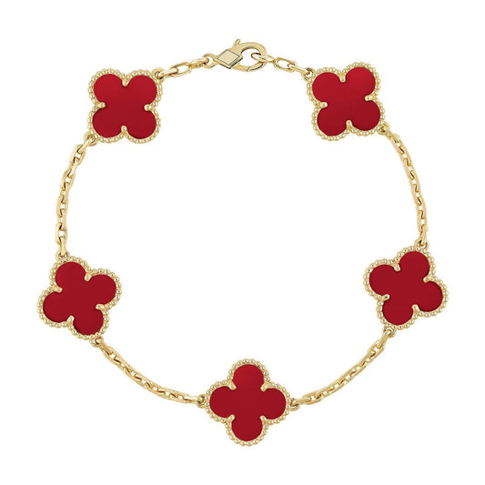 [GALE] CLOVER 5 MOTIF RED CORNELIAN BRACELET COLLECTION
