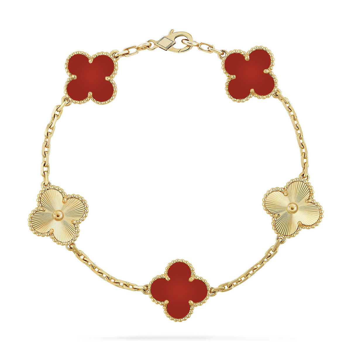 [GALE] CLOVER 5 MOTIF RED CORNELIAN BRACELET COLLECTION
