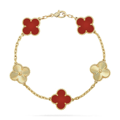 [GALE] CLOVER 5 MOTIF RED CORNELIAN BRACELET COLLECTION