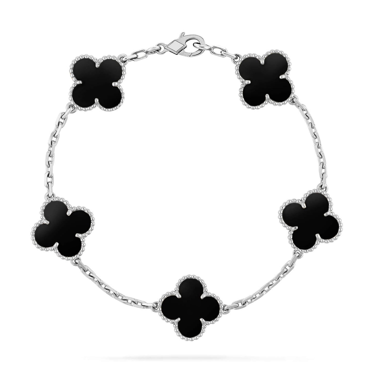 [GALE]CLOVER 5 MOTIF ONYXS  BRACELET SILVER