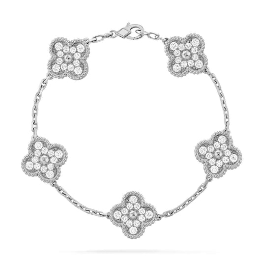 [NOVO]CLOVER 5 MOTIFS DIAMANTARMBAND SILBER