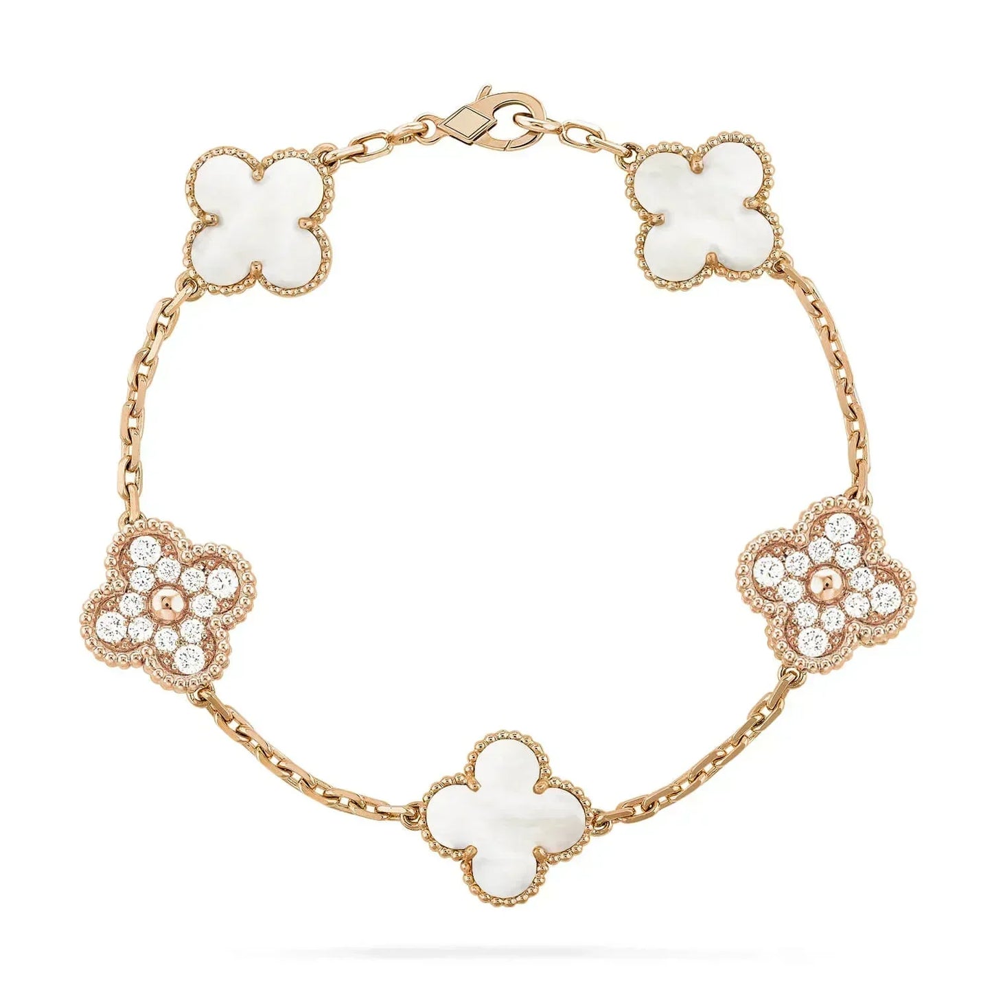 [GALE]CLOVER BRACELET 5 MOTIF WHITE MOP DIAMOND