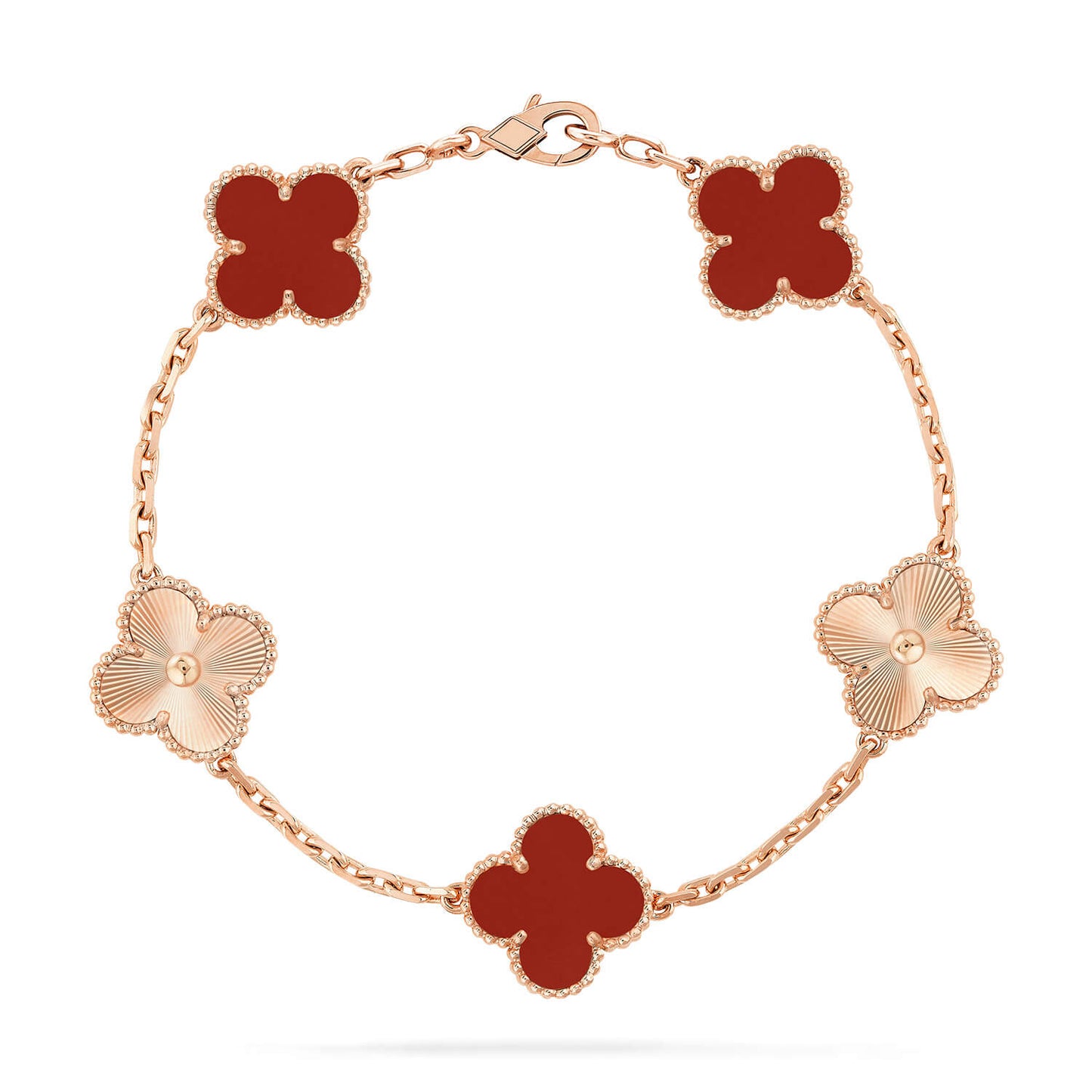 [GALE]CLOVER  5 MOTIFS CARNELIAN GOLD BRACELET