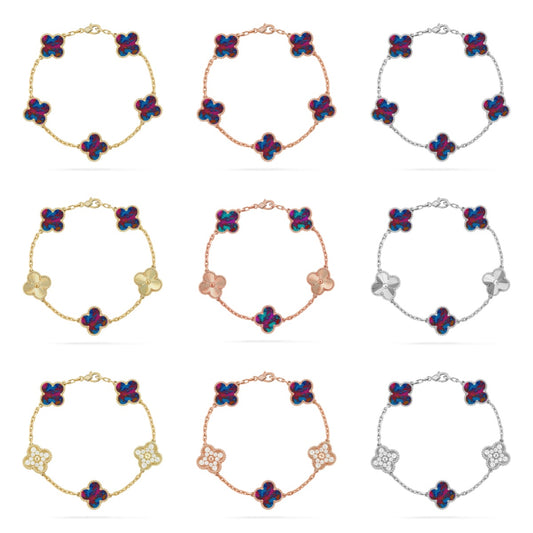 [GALE]CLOVER 5 MOTIF COLOR GEMSTONES BRACELET COLLECTION