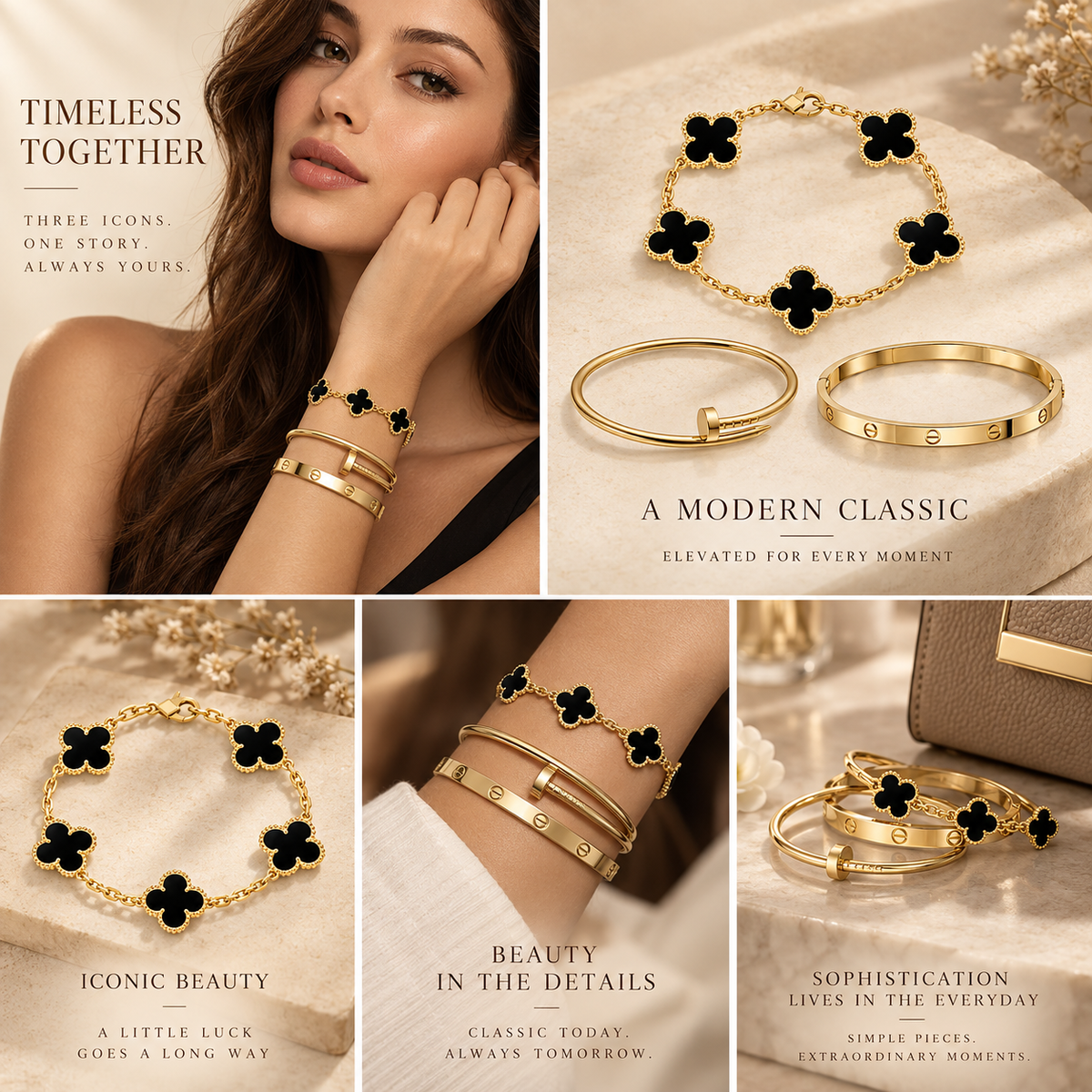 [GALE]Clover & Juste & Lover  Bracelet Stack Set