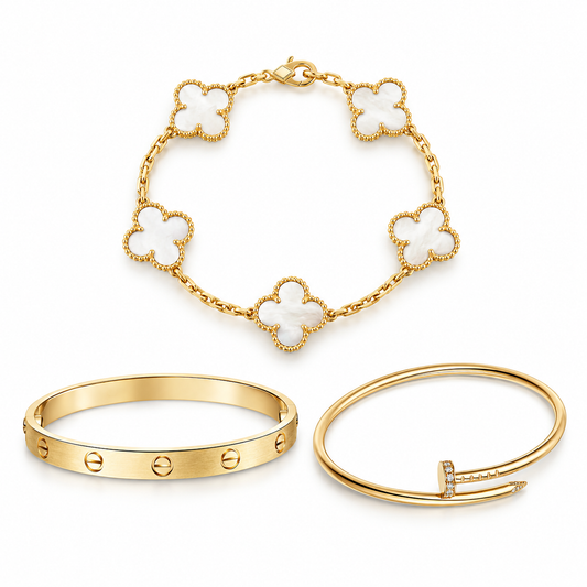 [GALE]Clover & Lover & Juste Bracelet Stack Set