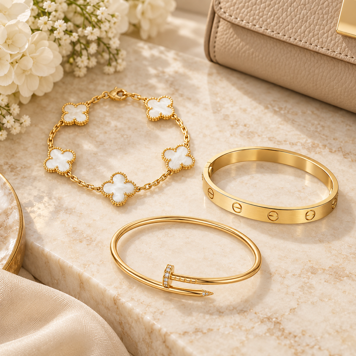 [GALE]Clover & Lover & Juste Bracelet Stack Set
