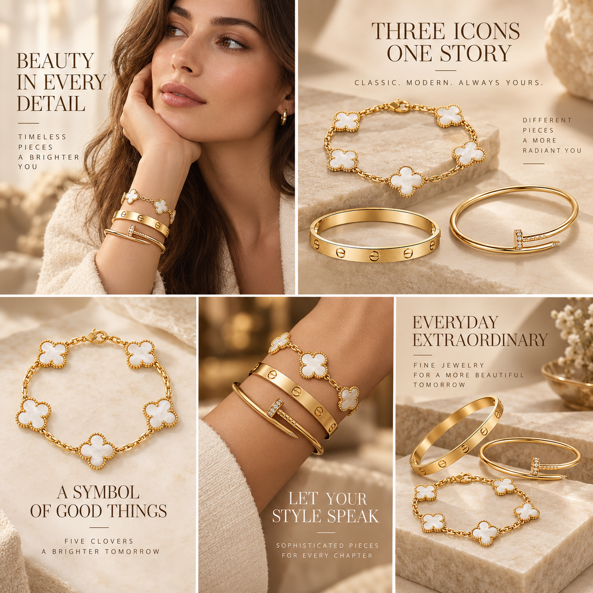 [GALE]Clover & Lover & Juste Bracelet Stack Set