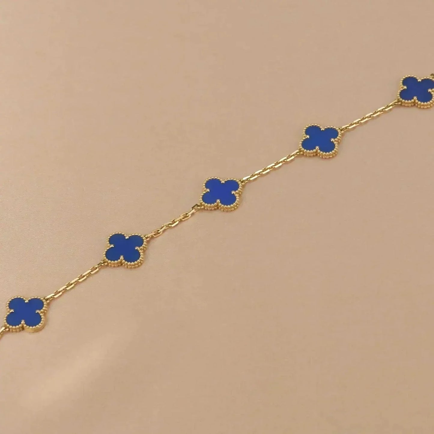 [GALE]CLOVER 5 MOTIFS BLUE AGATE BRACELET
