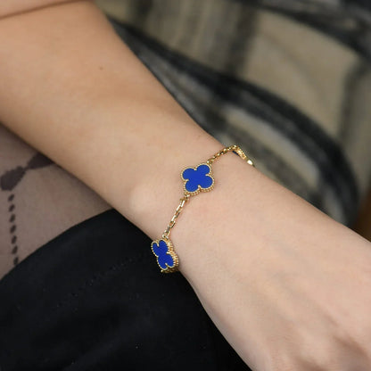 [GALE] CLOVER 5 MOTIF BLUE AGATE BRACELET COLLECTION