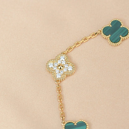[GALE] CLOVER 5 MOTIF MALACHITE BRACELET COLLECTION