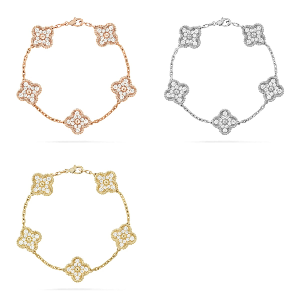 [GALE] CLOVER 5 MOTIF FULL DIAMOND BRACELET COLLECTION