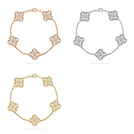 [GALE] CLOVER 5 MOTIF FULL DIAMOND BRACELET COLLECTION