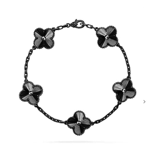 [GALE]CLOVER 5 MOTIF BLACK BRACELET
