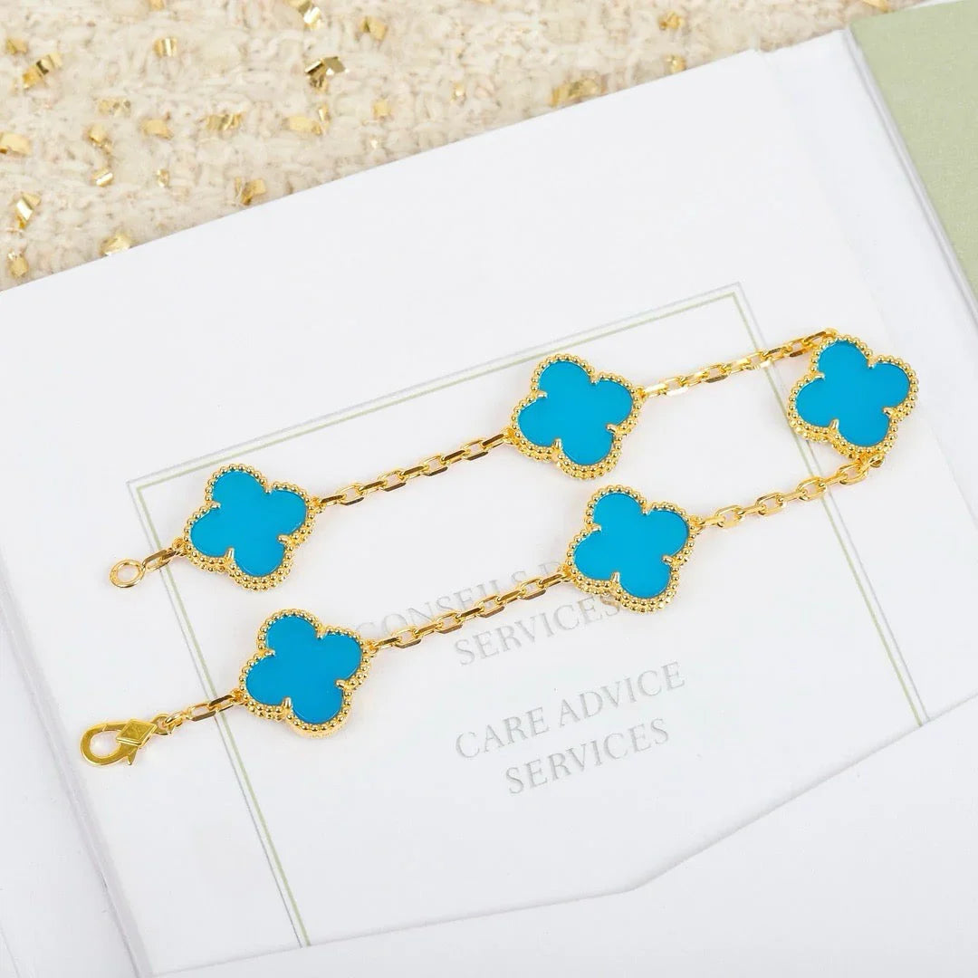 [GALE] CLOVER 5 MOTIF TURQUOISE BRACELET COLLECTION