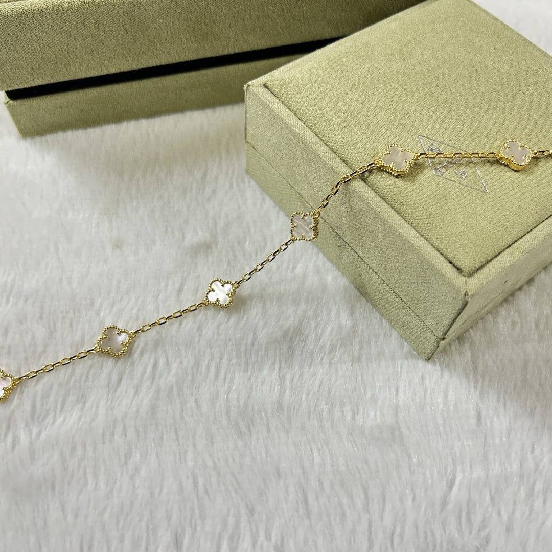 [GALE]CLOVER 6 MOTIF WHITE MOP BRACELET