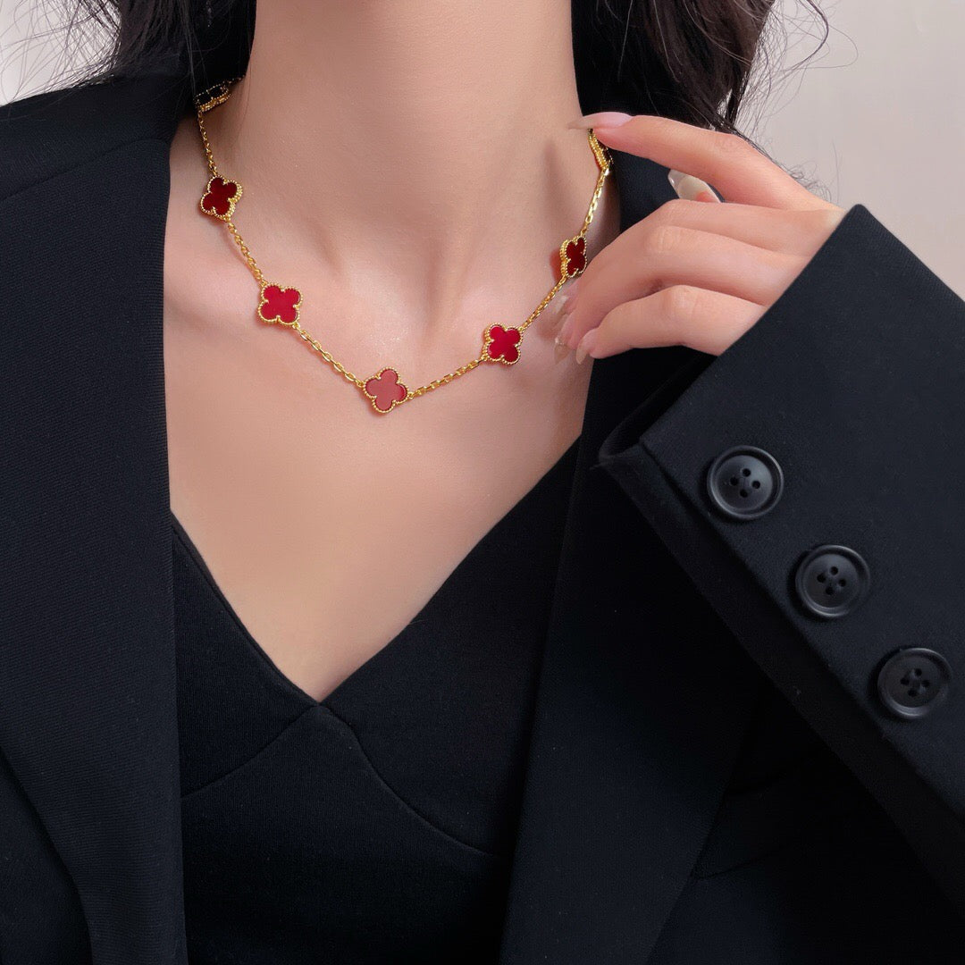 [GALE]CLOVER 10 MOTIFS CARNELIAN NECKLACE