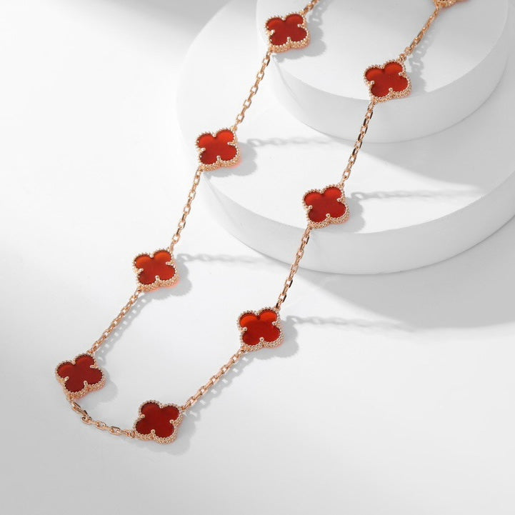 [GALE]CLOVER 10 MOTIFS CARNELIAN NECKLACE