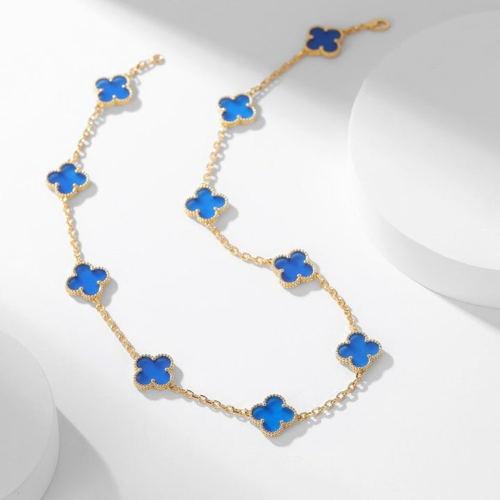 [GALE]CLOVER 10 MOTIFS BLUE AGATE NECKLACE