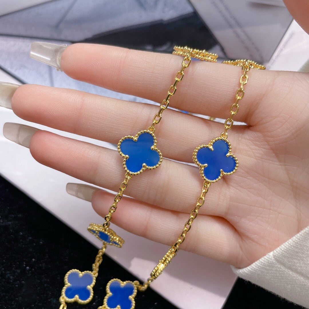 [GALE]CLOVER 10 MOTIFS BLUE AGATE NECKLACE