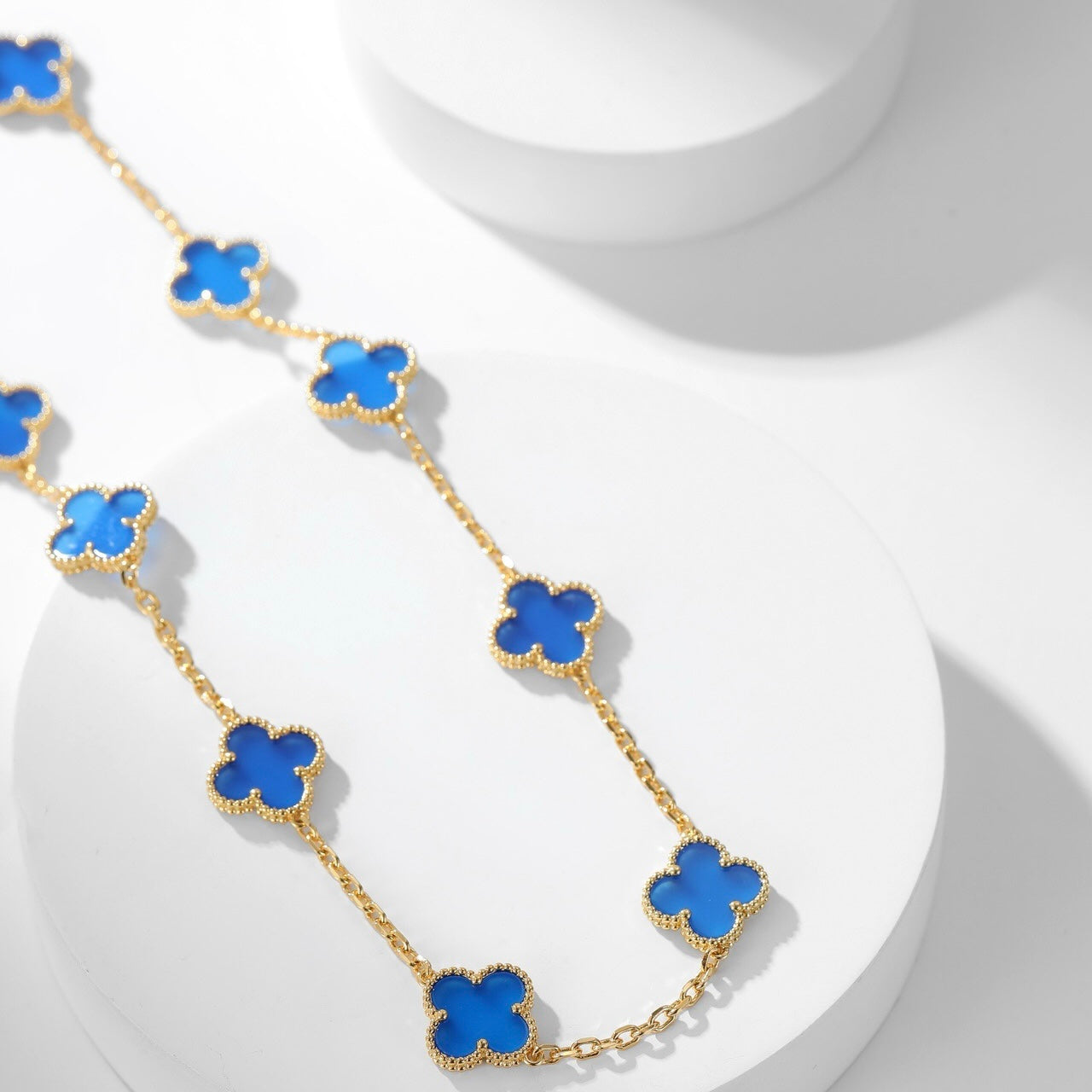 [GALE]CLOVER 10 MOTIFS BLUE AGATE NECKLACE