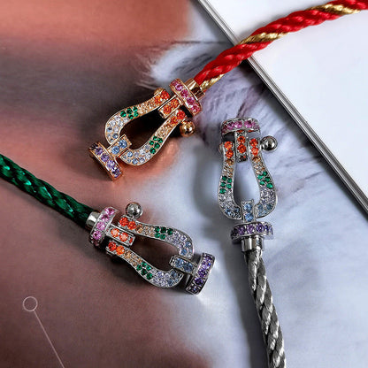 [GALE]FORC LARGE HORSESHOE  COLORED DIAMOND BRACELET SILVER