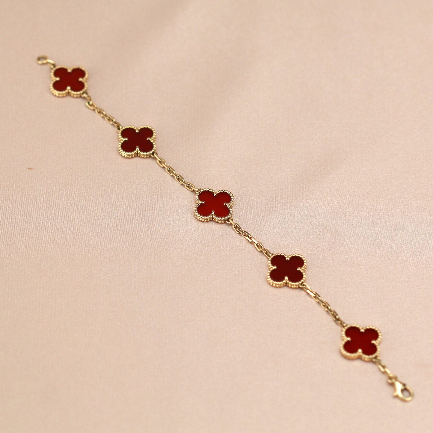 [GALE]CLOVER 5 MOTIFS RED AGATE  BRACELET