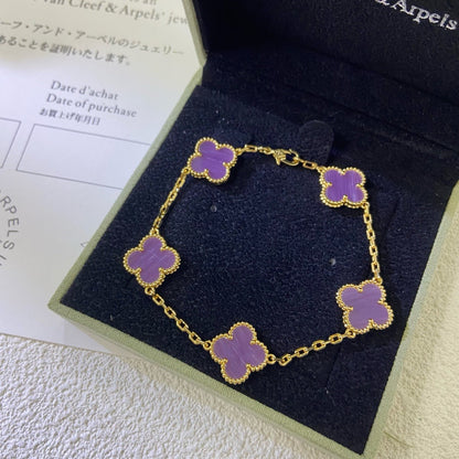 [GALE]CLOVER  5 MOTIFS  PURPLE VIOLET BRACELET