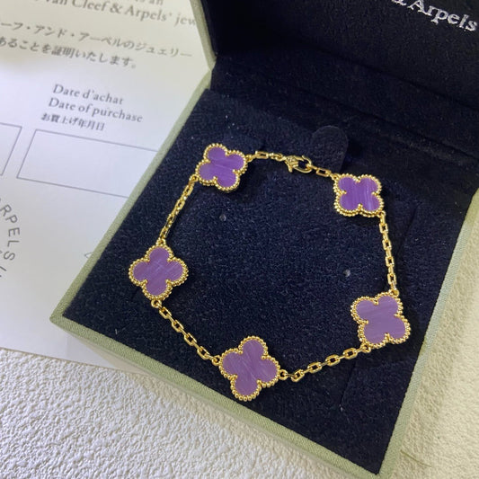 [GALE]CLOVER  5 MOTIFS  PURPLE VIOLET BRACELET