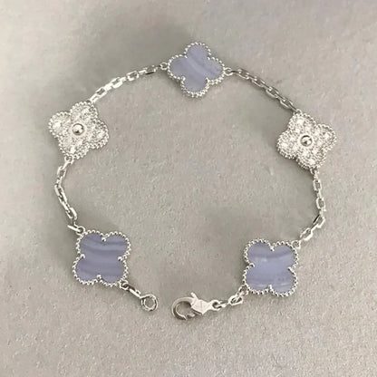 [GALE] CLOVER 5 MOTIF PURPLE CHALCEDONY BRACELET COLLECTION