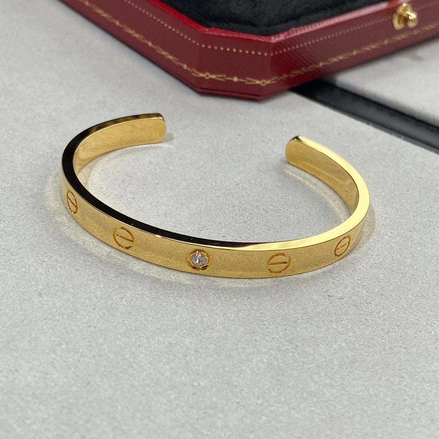 [GALE]LOVE BRACELET 6.1MM 1 DIAMOND OPEN CUFF