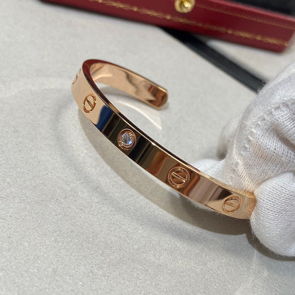 [GALE]LOVE BRACELET 6.1MM 1 DIAMOND OPEN CUFF