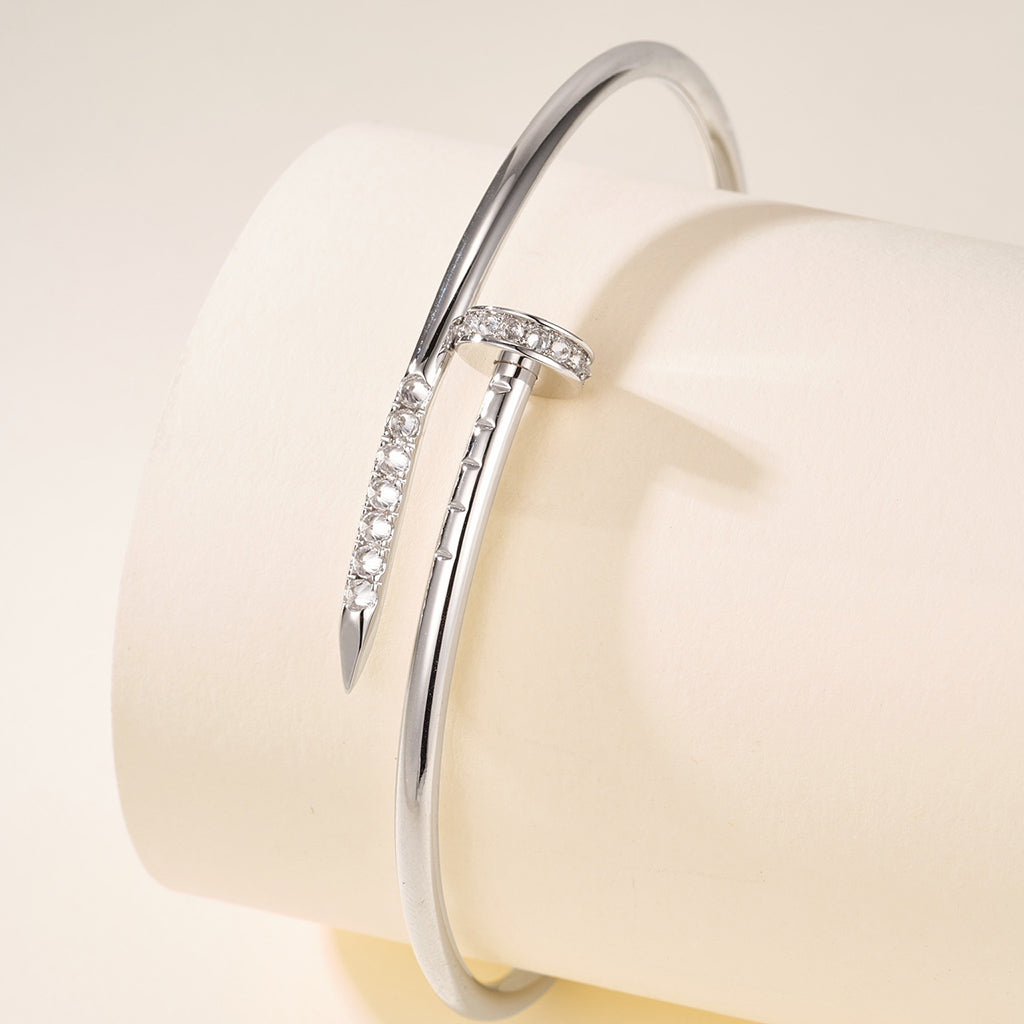 [GALE] JUSTE Diamond & LOVE Diamond-Paved Bracelet Stack Set