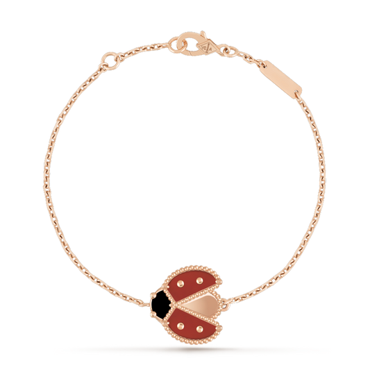 [NOVO] Armband mit Glücksfedermotiv 1, rosa-golden