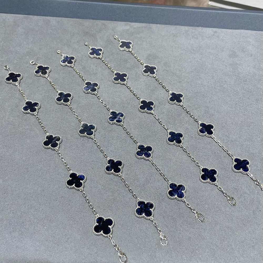 [NOVO]クローバー5モチーフピーターサイトシルバーブレスレット