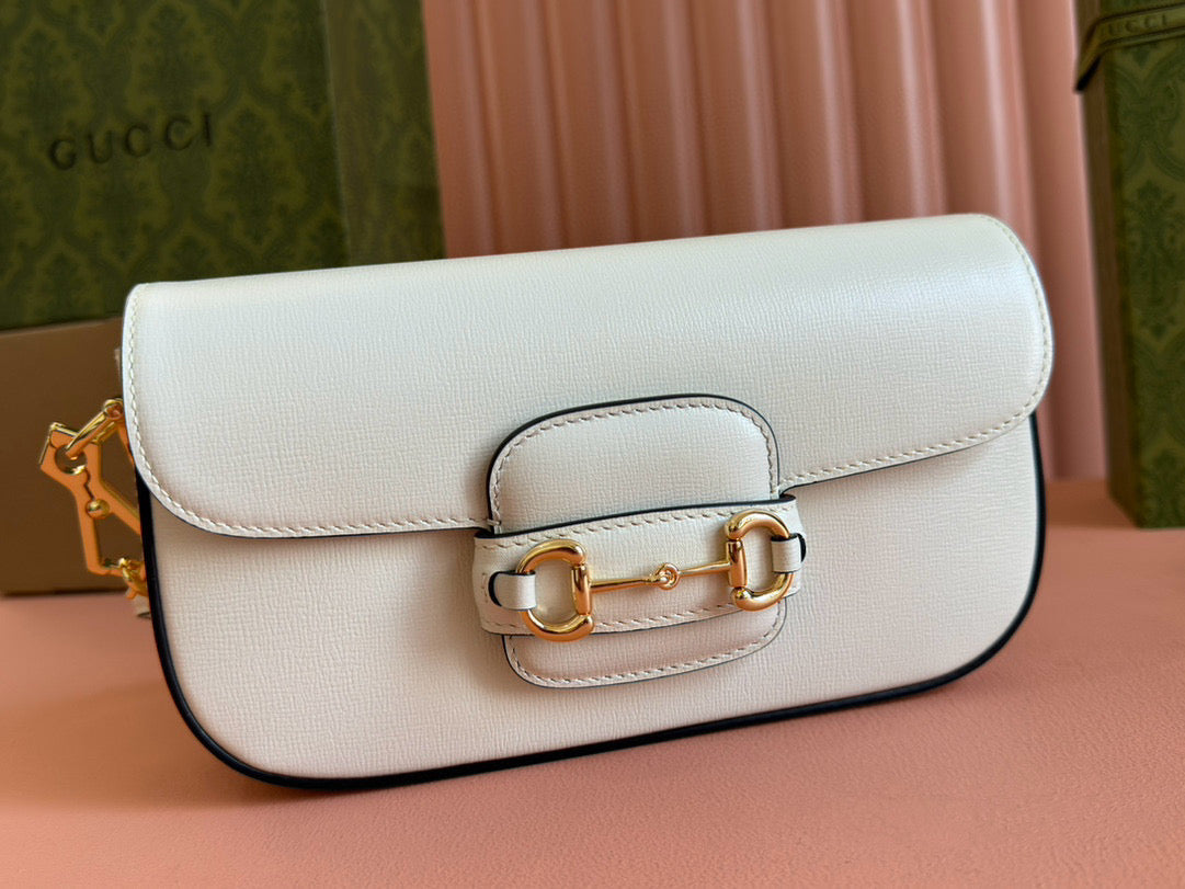 gg horsebit 1955 24cm small shoulder bag white calfskin