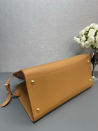 Pra Tote Bag With Buckle Caramel Calfkin