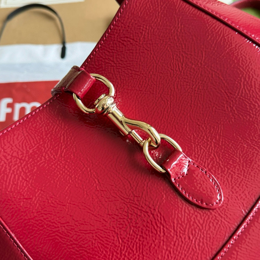 GG JACKIE MINI 19 SHOULDER BAG IN DARK RED CALFSKIN