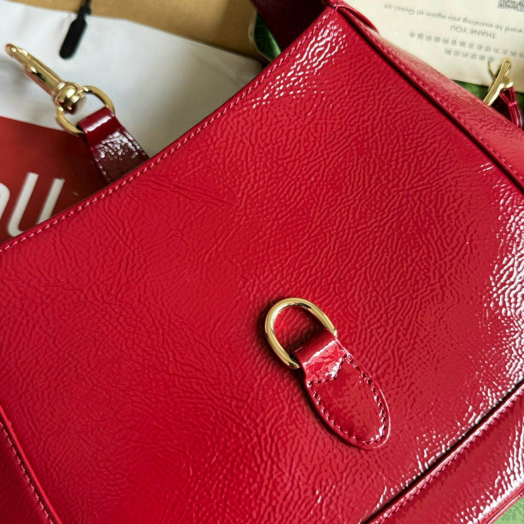 GG JACKIE MINI 19 SHOULDER BAG IN DARK RED CALFSKIN