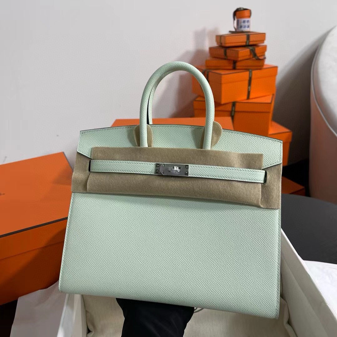 HM BIRKIN 25CM VERT FIZZ EPSOM LEATHER SILVER HARDWARE