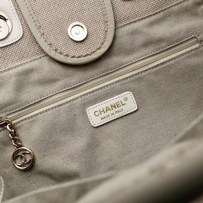 CC DEAUVILLE TOTE BAG 39 IN DARK BEIGE CANVAS