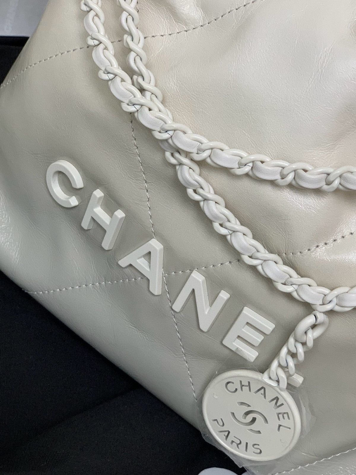 CC Mini 22 Hobo Bag White Grey Lambskin