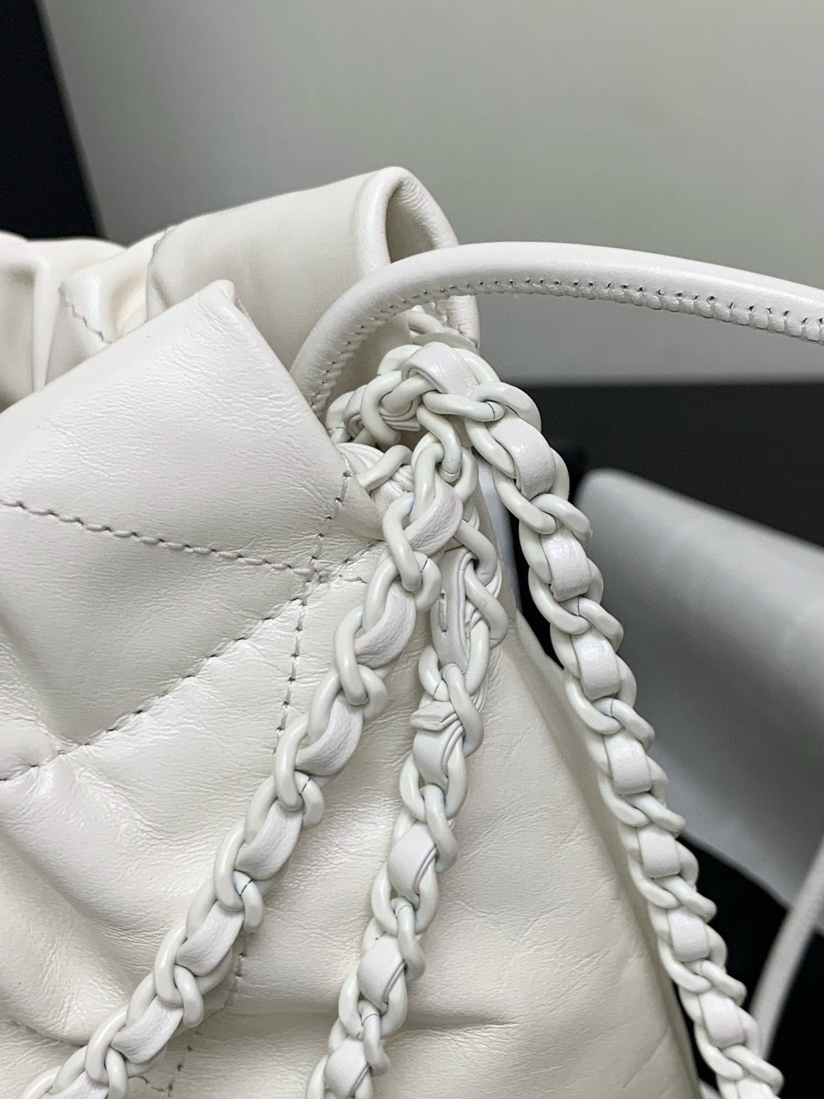 CC Mini 22 Hobo Bag White Grey Lambskin
