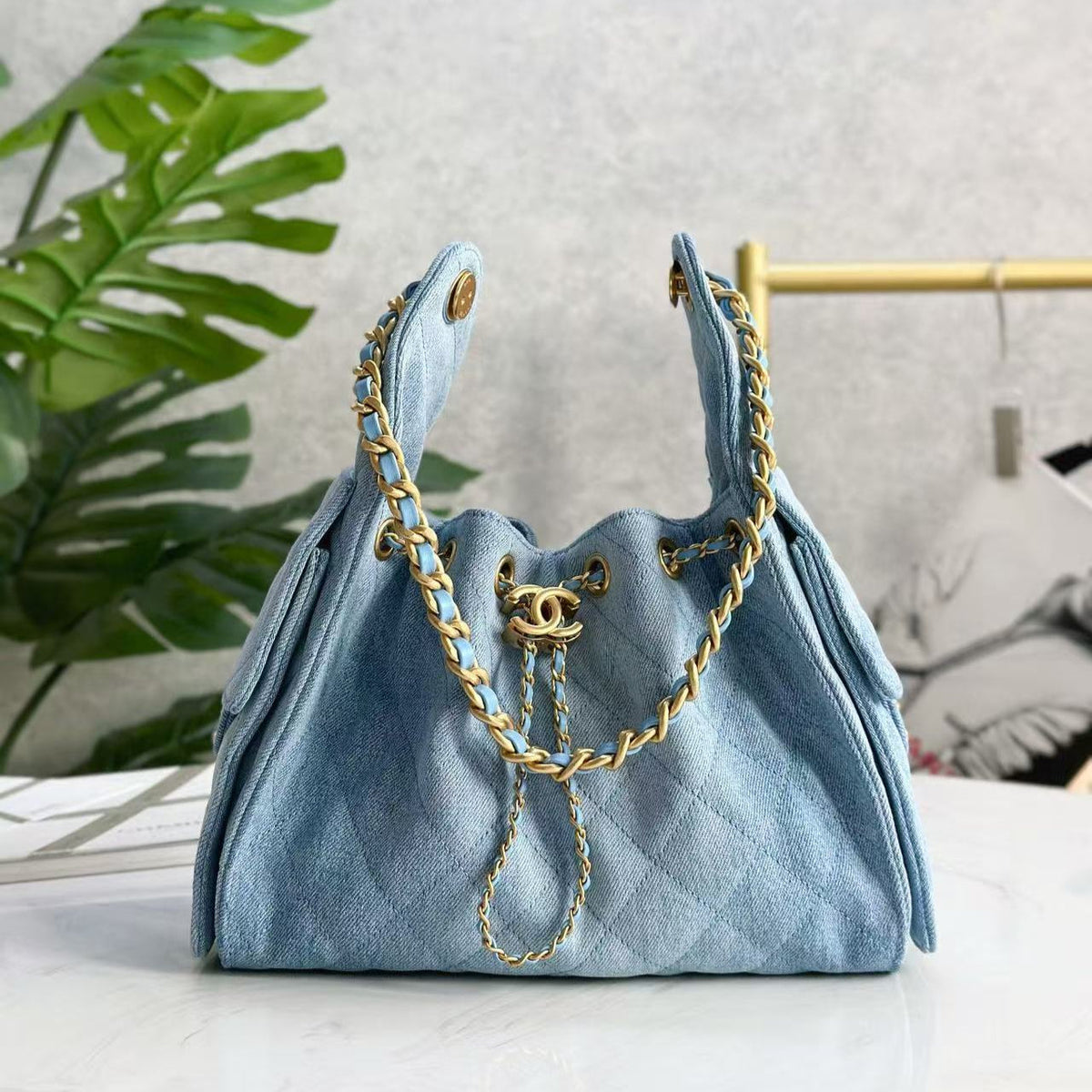 CC 25C Hobo Bag 30cm Light Blue Denim