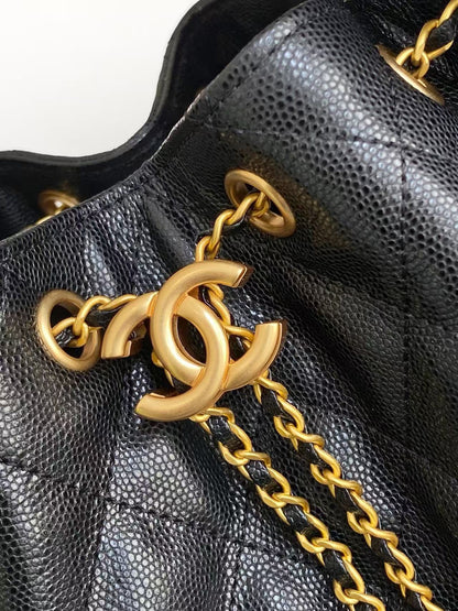 CC 25C Hobo Bag 30cm Black Grained Calfskin