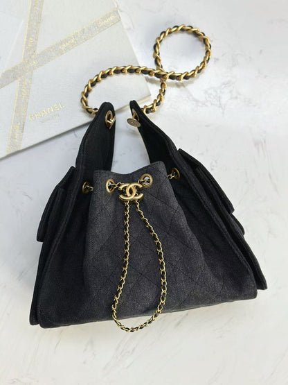 CC 25C Hobo Bag 30cm Black Denim