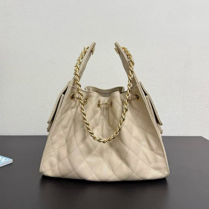 CC 25C Hobo Bag 30cm Beige Grained Calfskin